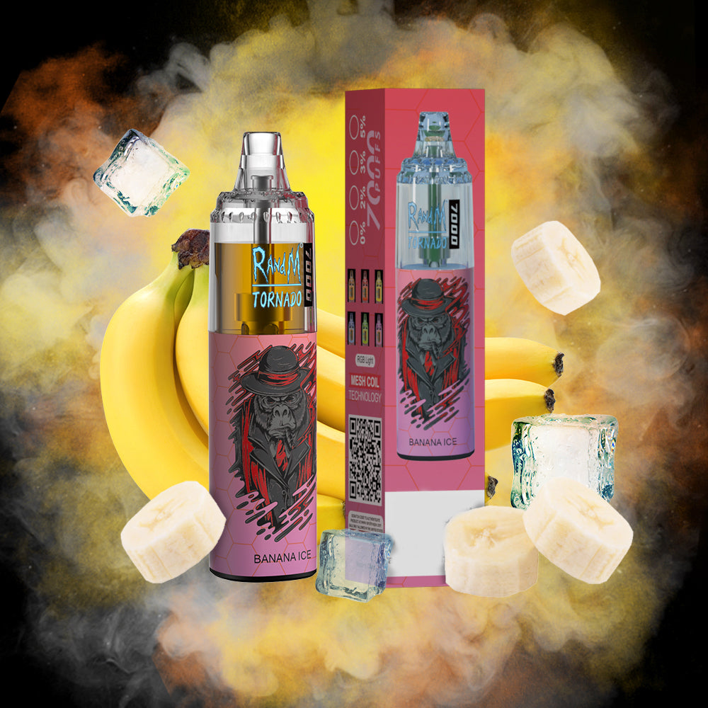 Original RandM Tornado 7000 Puffs Glowing 14ml 1000mAh Vape Kit Device (Free Shipping)