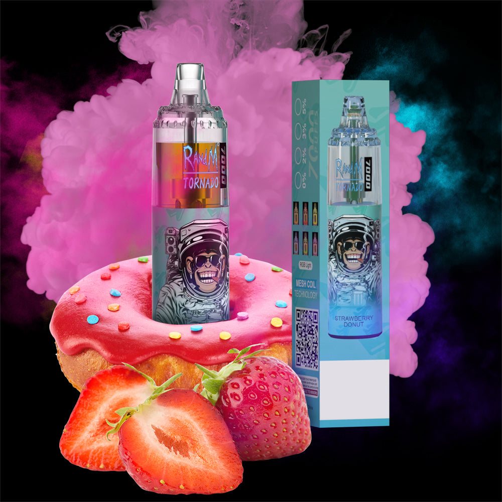 Original RandM Tornado 7000 Puffs Glowing 14ml 1000mAh Vape Kit Device (Free Shipping)