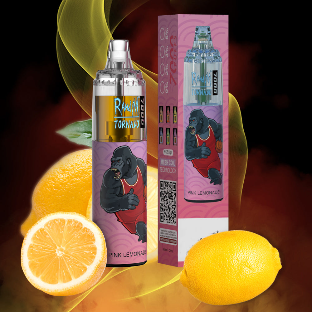 Original RandM Tornado 7000 Puffs Glowing 14ml 1000mAh Vape Kit Device (Free Shipping)